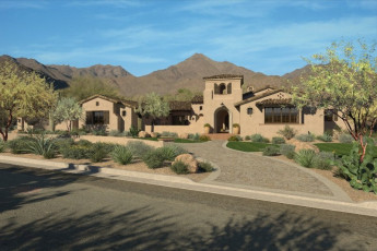 Rendering in 3D of exterior of custom homes in Tucson AZ