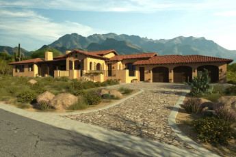 Exterior 3D rendering for custom homes in Scottsdale AZ