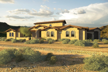 Exterior 3D rendering for custom homes in Tucson AZ
