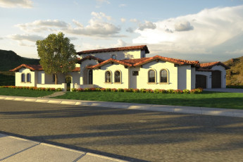 3D rendering of exterior of custom homes in Scottsdale Arizona
